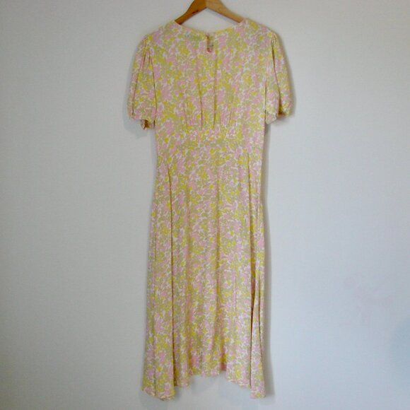 Faithful The Brand Beline Midi Dress Ida Floral Print Pink Yellow Flowy Medium - Picture 13 of 16